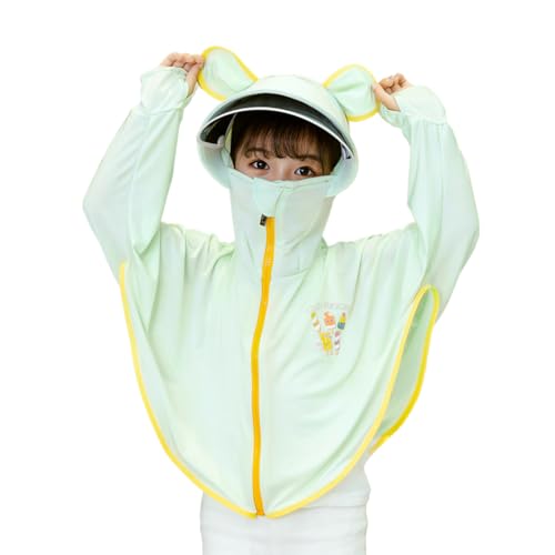 PALAY Sun Protection Hoodie Toddler UV Protection with Protective Goggles Jacket Girls Long Sleeve Shirt UPF50+ Lightweight Hoodie with Thumb Hole 3-12Years(Suggested height of 120-140cm Green) PALAY Sun Protection Hoodie Toddler UV Protection with Protective Goggles Jacket Girls Long Sleeve Shirt UPF50+ Lightweight Hoodie with Thumb Hole 3-12Years(Suggested height of 120-140cm Green)